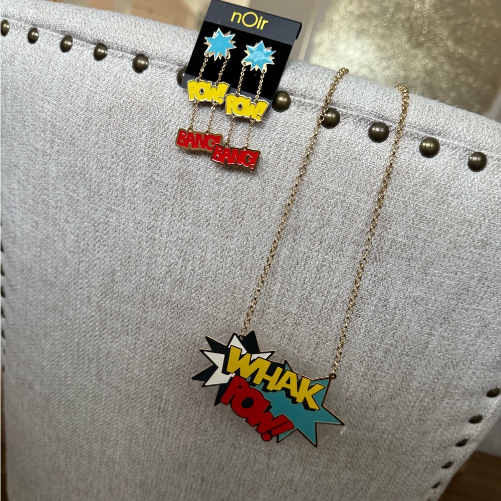 nOir Jewelry Blue and Yellow Stud Earrings Pop Art Style